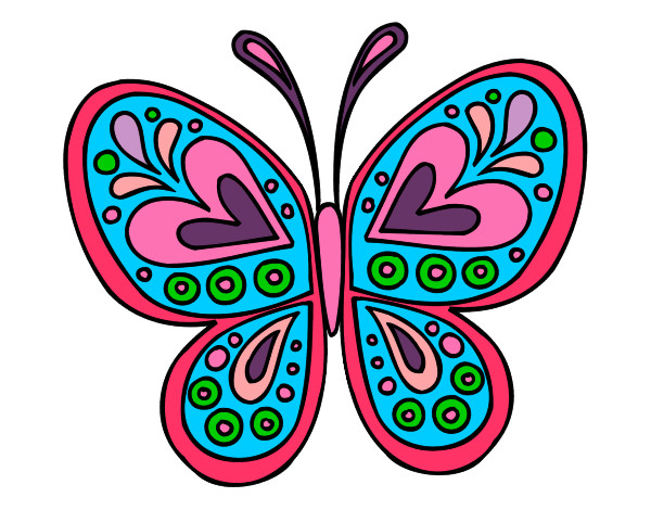 Disegno Mandala farfalla pitturato su mariagrava