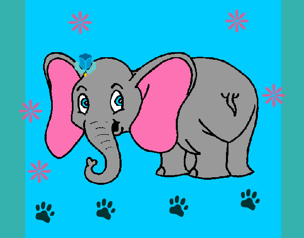 Disegno Piccolo elefantino  pitturato su coccinella