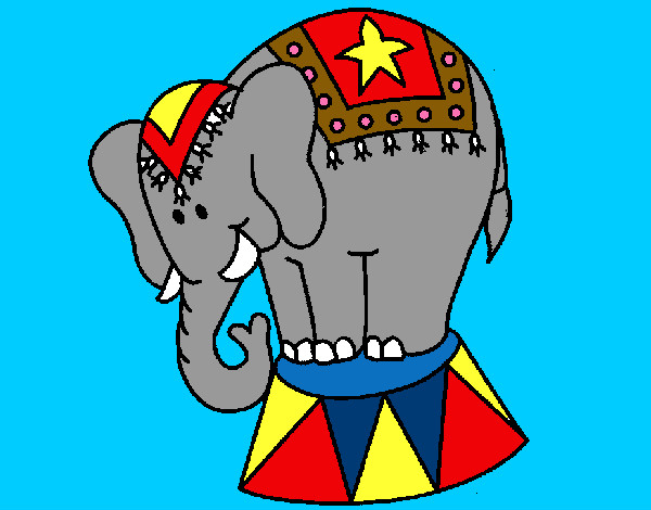 Disegno Elefante in scena  pitturato su miroschika