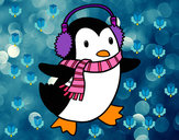 Disegno Pinguino con la sciarpa pitturato su lion908