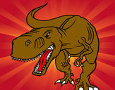 Disegno Tyrannosaurus Rex arrabbiata pitturato su jacopino