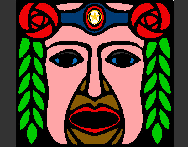 Disegno Maschera Maya pitturato su MATTEOEALE