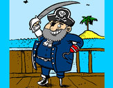 Disegno Pirata a bordo  pitturato su jacopino