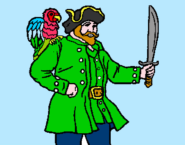Disegno Pirata con il pappagallo  pitturato su leon