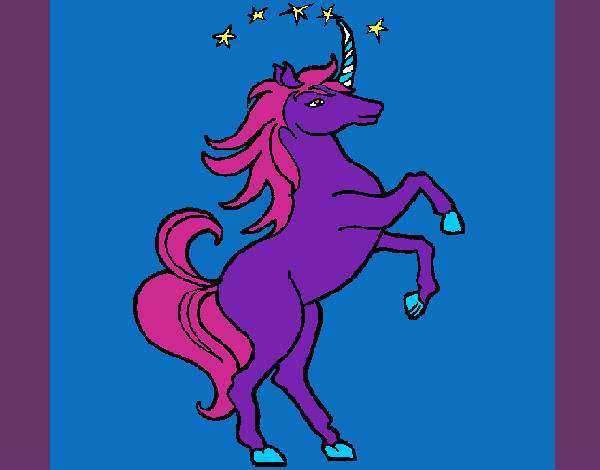 Disegno Unicorno pitturato su rosalinda