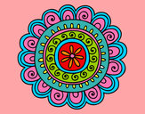 Disegno Mandala felice pitturato su robin