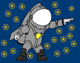 Disegno Astronauta con razzo pitturato su persegada1