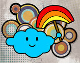 Disegno Nube con arcobaleno pitturato su glorialaur