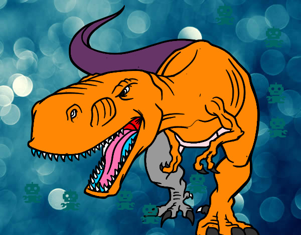 Disegno Tyrannosaurus Rex arrabbiata pitturato su Bianca2009