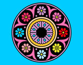 Disegno Mandala fiorito pitturato su holton
