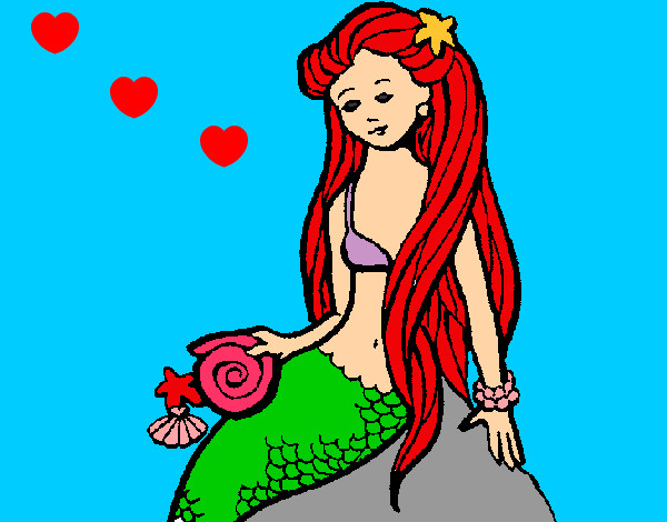 Disegno Sirena con la conchiglia  pitturato su persegada1