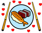 Disegno Piastra di Sushi pitturato su lovemeli