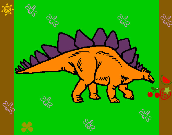 Disegno Stegosaurus  pitturato su midi