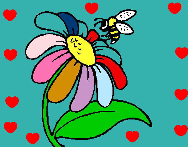 Disegno Margherita con ape  pitturato su Viky90