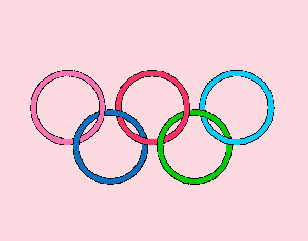 Disegno Anelli dei giochi olimpici  pitturato su vivi