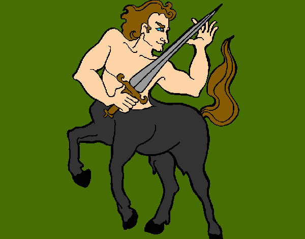 Disegno Centauro  pitturato su stredyboal