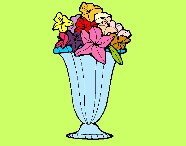 Disegno Vaso di fiori 2a pitturato su bianca