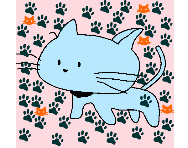 Disegno Cucciolo di gatto  pitturato su pink