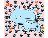 Disegno Cucciolo di gatto  pitturato su pink