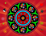 Disegno Mandala fiorito pitturato su angy04