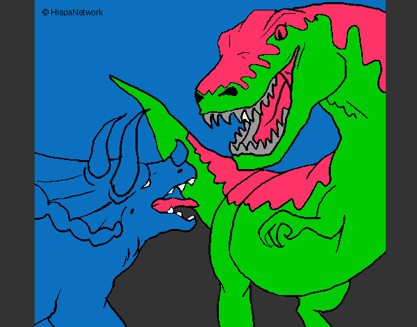 Disegno Lotta di dinosauri  pitturato su GABRIEL200
