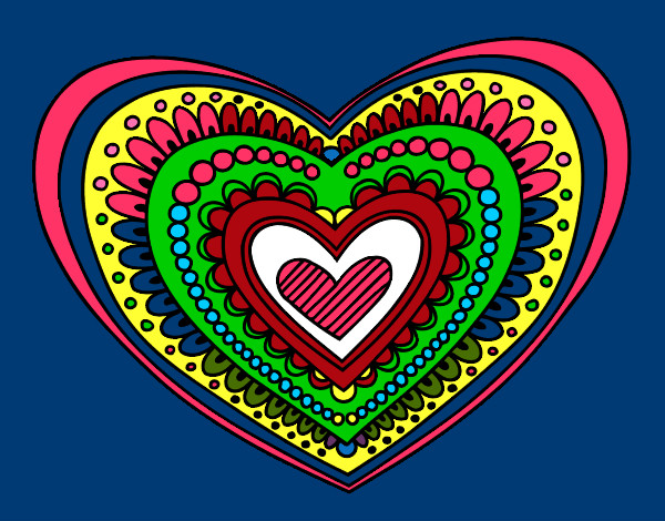 Disegno Mandala cuore pitturato su shahidul