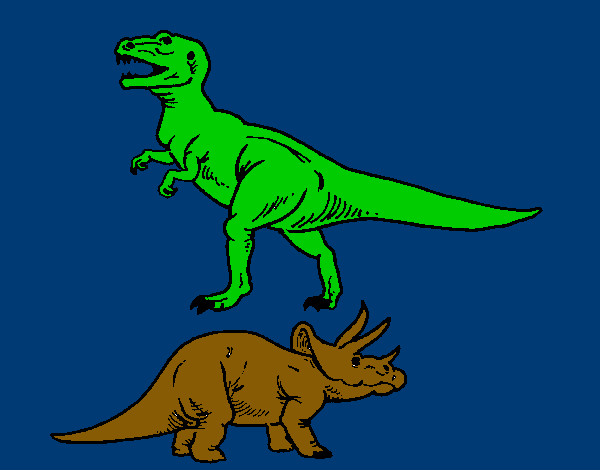 Disegno Triceratops e Tyrannosaurus Rex pitturato su GABRIEL200