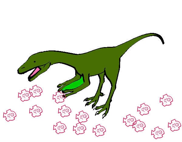 Disegno Velociraptor II pitturato su GABRIEL200