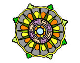 Disegno Mandala con i raggi del sole pitturato su mandala