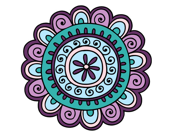 Disegno Mandala felice pitturato su mandala