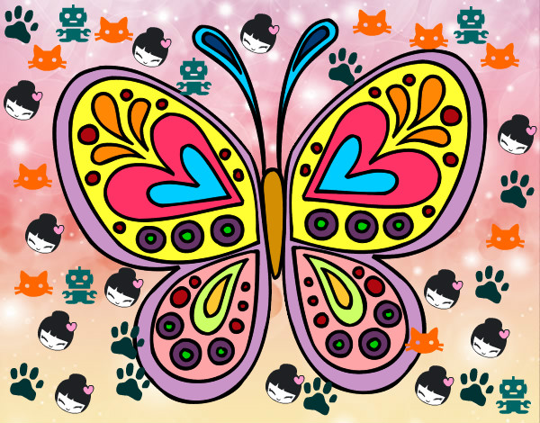Disegno Mandala farfalla pitturato su LUNA
