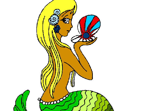 Disegno Sirena e perla  pitturato su lavinia6