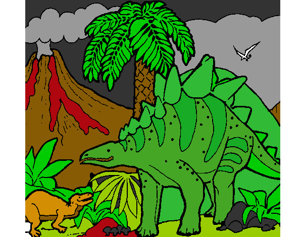Disegno Famiglia di Tuojiangosaurus  pitturato su -ASiiA