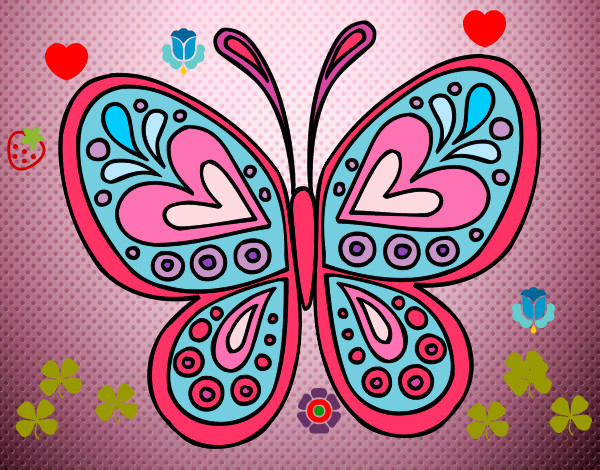 Disegno Mandala farfalla pitturato su AdriEChia
