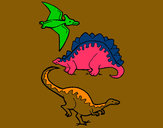 Disegno Tre specie di dinosauri  pitturato su GABRIEL200