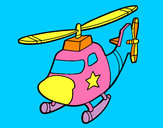 Disegno Elicottero con una stella pitturato su nene