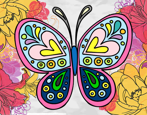Disegno Mandala farfalla pitturato su mariasofia