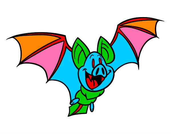Disegno Pipistrello felice pitturato su sarocchia