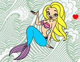 Disegno Sirena sexy pitturato su fede1012