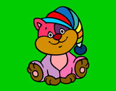 Disegno Gatto con cappello pitturato su edo06