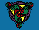 Disegno Mandala con tre punti pitturato su valentina7