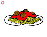 Disegno Spaghetti al ragù  pitturato su Federico2