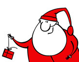 Disegno Babbo Natale con un regalo pitturato su jojo