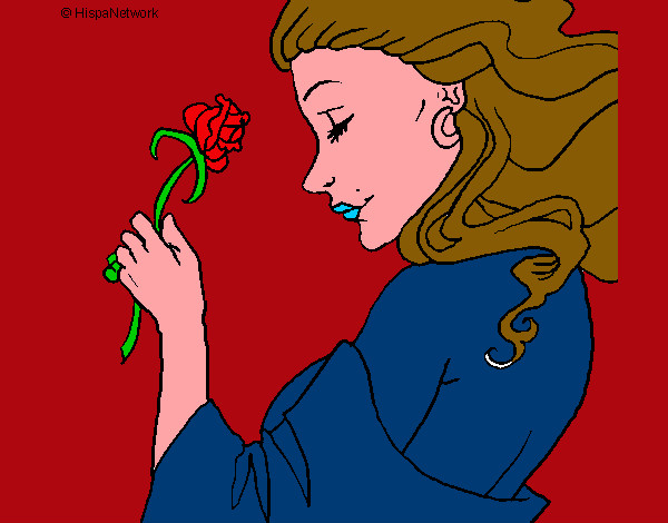 Disegno Principessa con una rosa pitturato su ERIKA30