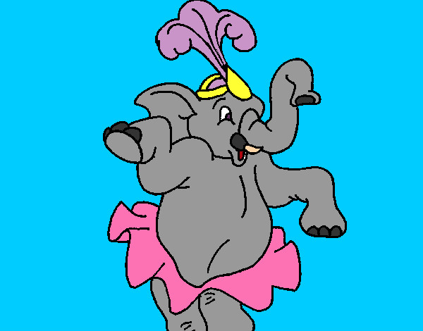 Disegno Elefante che balla  pitturato su ADE95