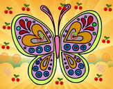 Disegno Mandala farfalla pitturato su pollycase