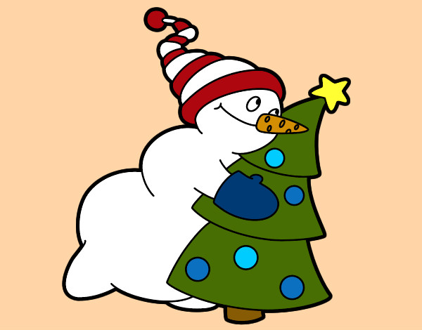 Disegno Pupazzo di nev abbracciare albero pitturato su ADE95