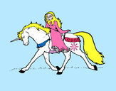 Disegno Principessa a cavallo di unicorno  pitturato su marco04