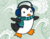 Disegno Pinguino con la sciarpa pitturato su Gwen99