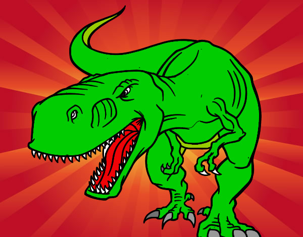 Disegno Tyrannosaurus Rex arrabbiata pitturato su papagiacu